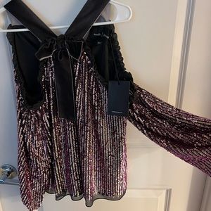 NWT Needle & Thread Sparkle top with bow detail XS